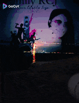 a screen shows a picture of a family and says gocut at the top