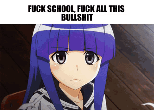 Fuckschool Fuckallthisbullshit GIF - Fuckschool Fuckallthisbullshit Higurashi GIFs