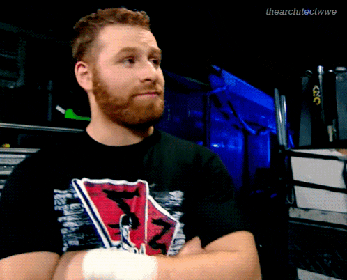 a man with a beard is wearing a black t-shirt with a shield on it