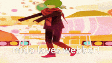 a cartoon of a girl dancing with the words mido loves webber below her