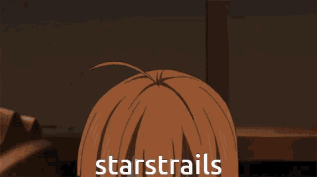 a girl wearing glasses and headphones says starstrails on the bottom right