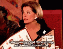 a woman is holding a menu and saying " i don t understand the question and i won t respond to it "