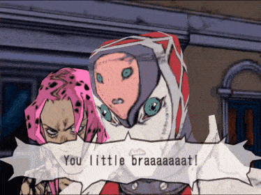 a cartoon character says you little braaaaat