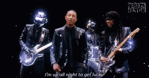 Up All Night To Get Lucky GIF - Daft Punk Pharrell Singing GIFs