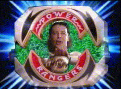 a power rangers logo with a woman in the center