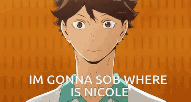 a cartoon of a man with the words im gonna sob where is nicole