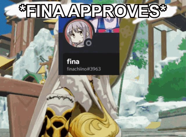 a cartoon drawing of a girl with the words fina approves above her