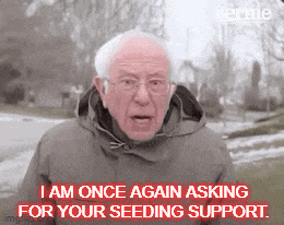 a man in a parka says i am once again asking for your seeding support