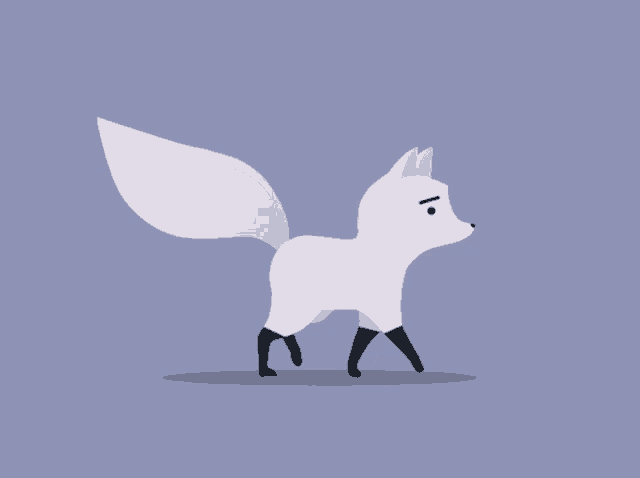 an illustration of a white fox with black legs