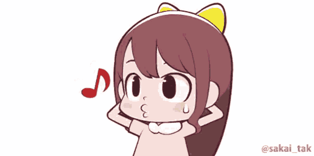 a cartoon girl with a yellow bow on her head