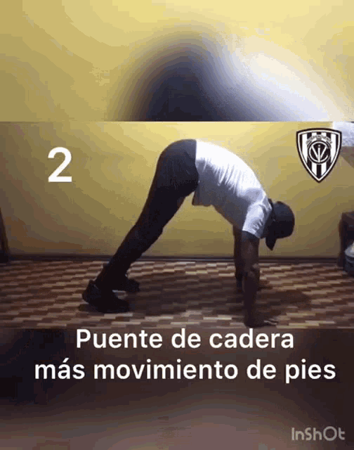 a video of a man doing push ups with the number 2 behind him