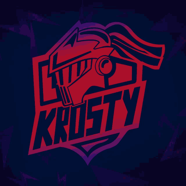 a logo for a team called krusty with a knight 's helmet