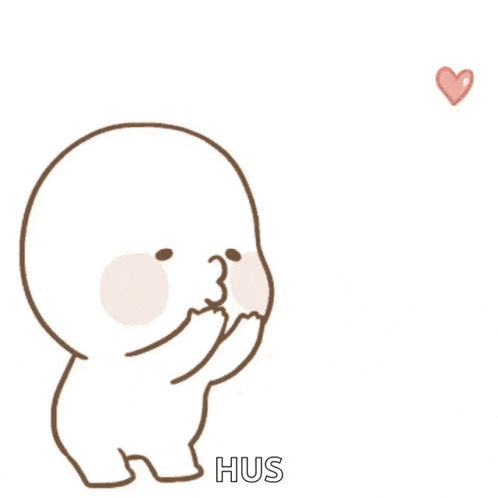 a cartoon of a person blowing hearts with the word hus underneath