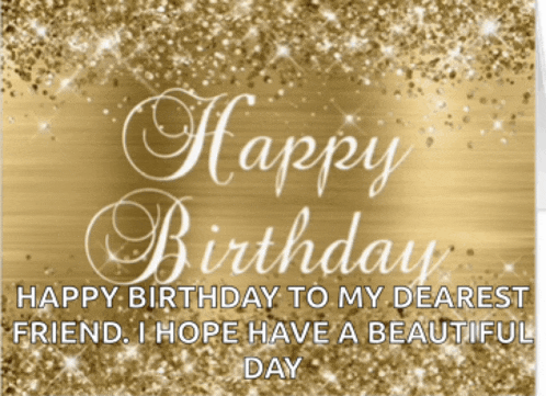 a gold background with the words happy birthday on it