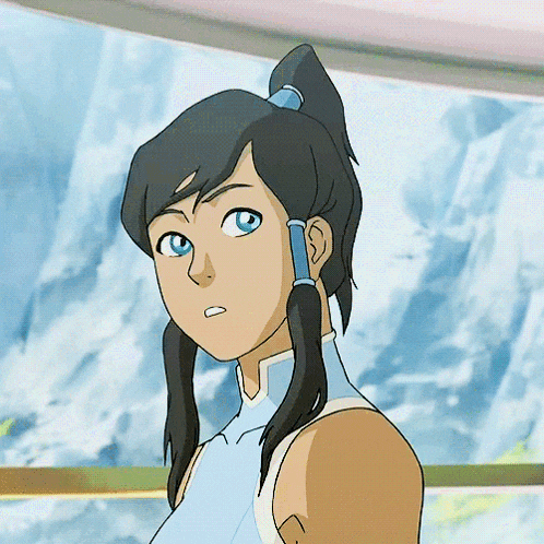 a cartoon drawing of a girl with a ponytail and blue eyes