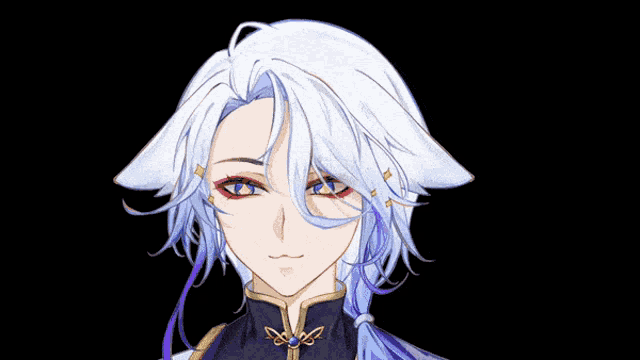 a drawing of a girl with white hair and a ponytail