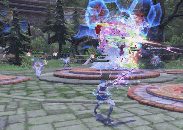a screenshot of a video game shows a girl fighting a monster with the letters g and h on the screen