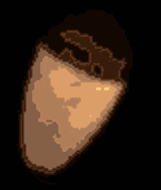 a pixel art of a flame with a yellow center