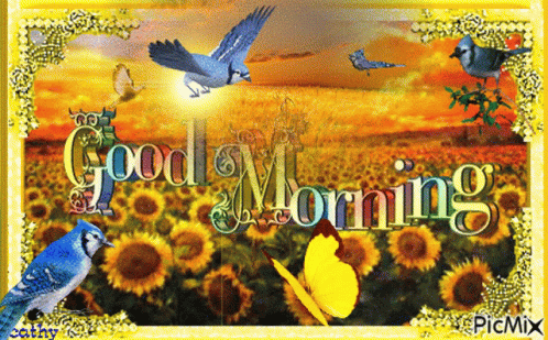 Good Morning Sunflowers GIF - Good Morning Sunflowers Birds GIFs