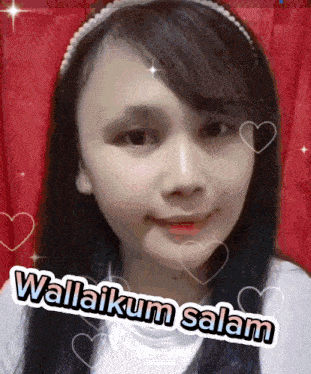 a picture of a girl with the words wallaikum salam