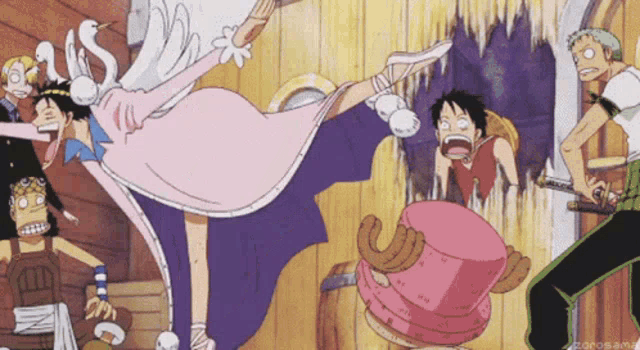 a group of anime characters including chopper and luffy