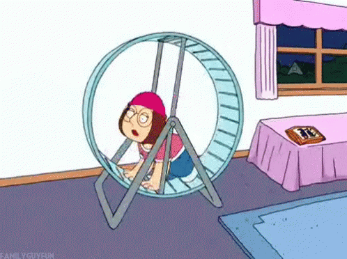 Meg In Her Hamster Wheel - Family Guy GIF - Family Guy Meg Griffin Hamster Wheel GIFs