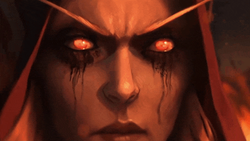 a close up of a woman 's face with blood coming out of her eyes