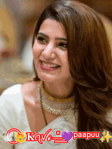 a picture of a smiling woman with the words kave paapuu on the bottom