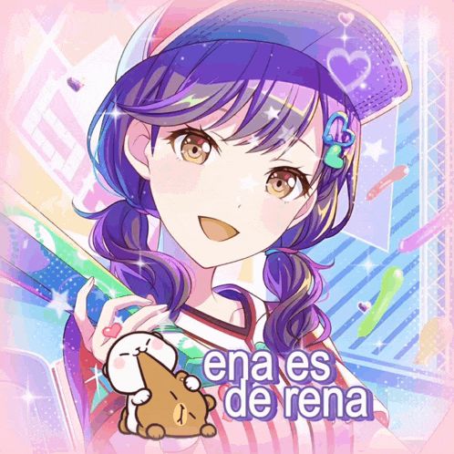 a picture of a girl with the name ena es de rena on the bottom
