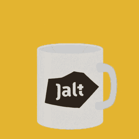 an illustration of a mug with the word jalt written on it