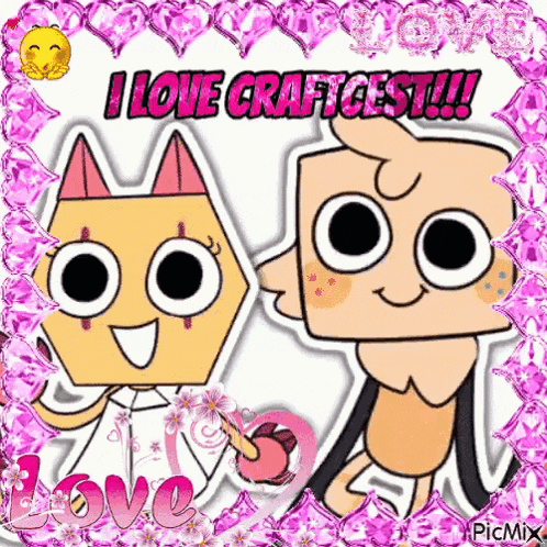 a couple of cartoon characters are standing next to each other with the words i love craftcest written on the bottom