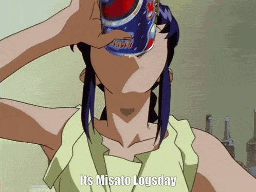 a cartoon of a woman drinking a can of pepsi