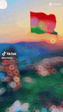 a blurred image of a flag with the words tiktok @kurduno at the top