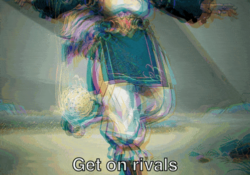 a painting of a woman with the words get on rivals written below it