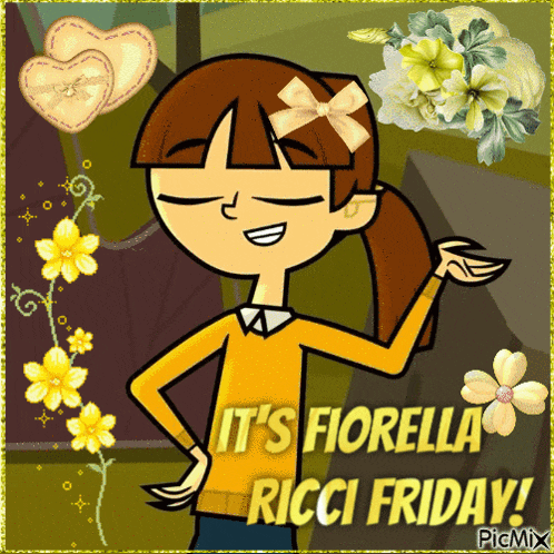 a picture of a cartoon girl with the words it 's fiorella ricci friday