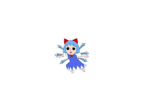a cartoon character with blue hair and red ears is flying in the air