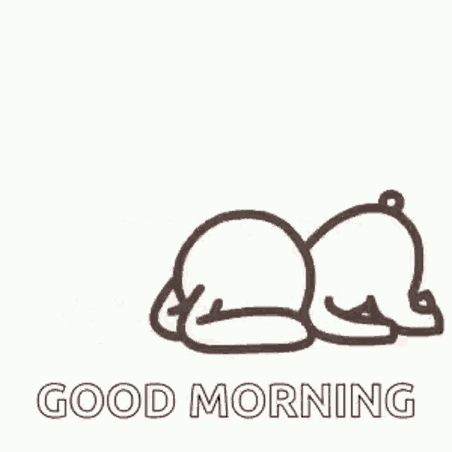 a drawing of a bear laying on its back with the words `` good morning '' .