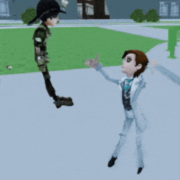 a man in a white suit is standing next to another man in a green hat in a video game