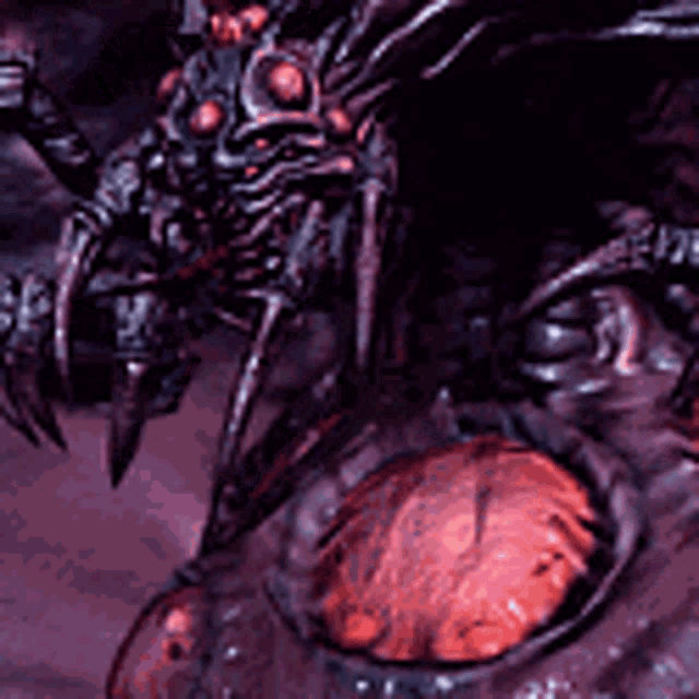 a close up of a purple monster with a large mouth .