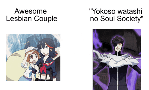 a picture of two anime characters with the caption awesome lesbian couple