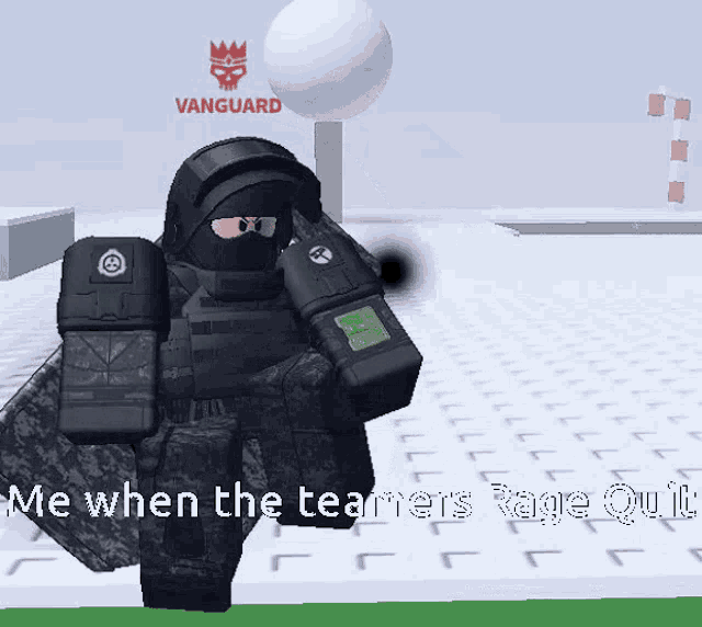a video game character with the words " me when the teamers rage que "