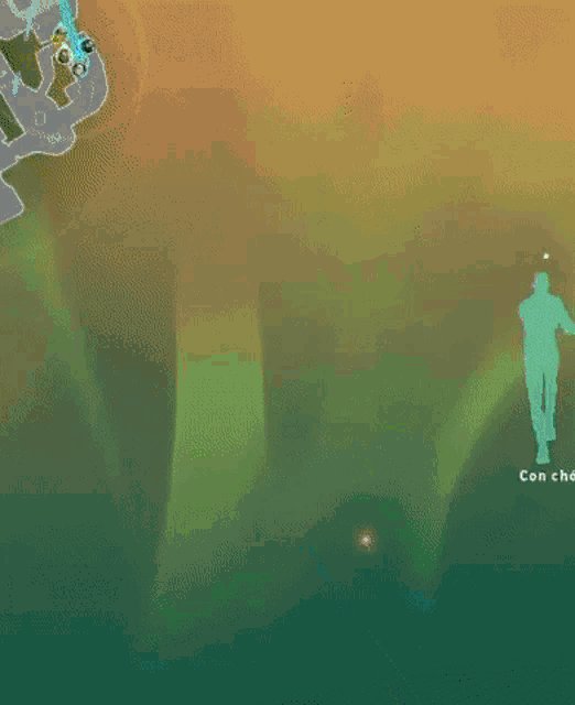 a green background with a blue light coming from the bottom