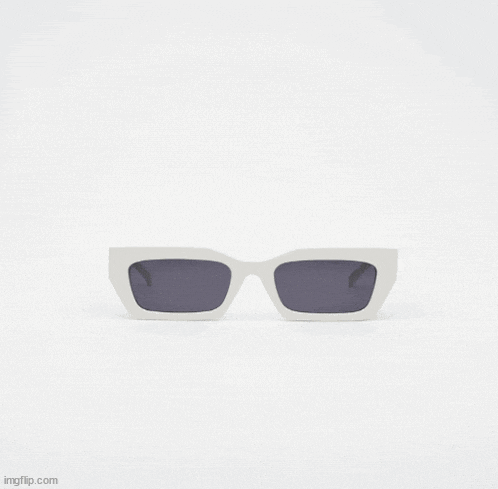 a pair of square sunglasses with a black frame and blue lenses on a white background