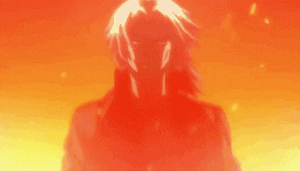 a silhouette of a person in a red and yellow background .
