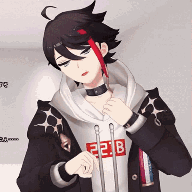 a cartoon character with a hoodie that says 22 b on it
