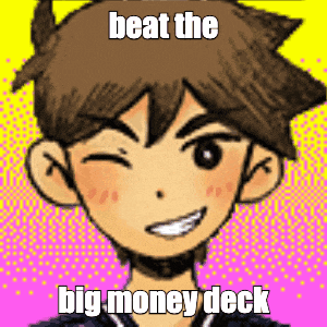 a picture of a boy with the words beat the big money deck written on it .