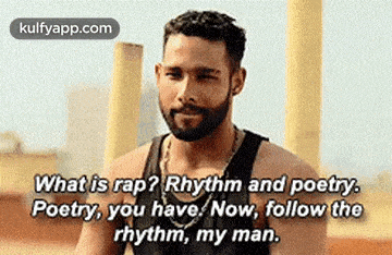 a man with a beard is talking about rap , rhythm and poetry , poetry , you have .