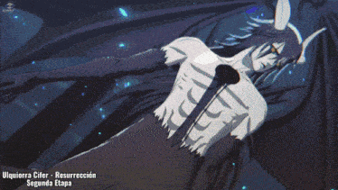 a cartoon of ulquiorra cifer laying down with the words " segunda etapa " below him