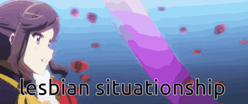 a picture of a girl with the words lesbian situationship above her