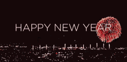 a fireworks display with the words happy new year in the foreground